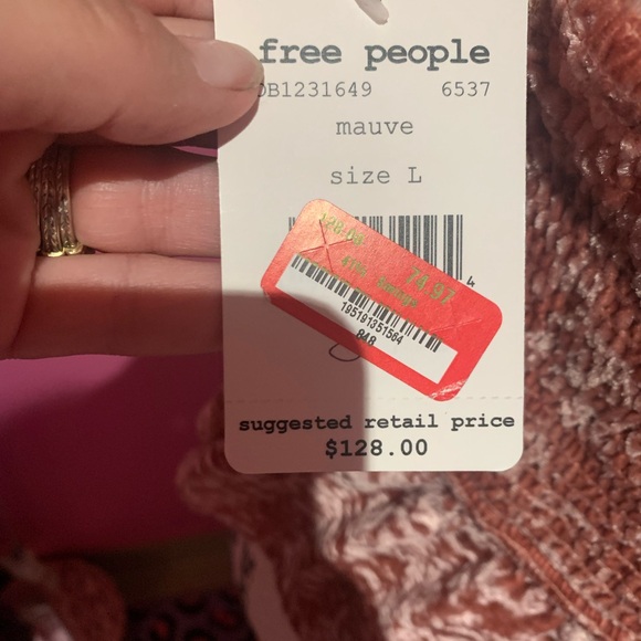 Free People Yours Truly Velvet Peplum boho blouse mauve NWT - Picture 11 of 11